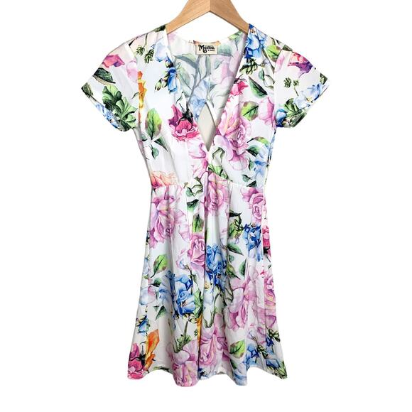 Show Me Your Mumu Ibiza Floral Swing Mini Dress XS Extra Small Open Back - Picture 3 of 11